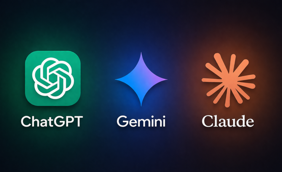 Porovnanie najlepších AI nástrojov ChatGPT, Gemini a Claude na jednom obrázku