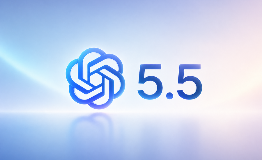 Logo OpenAI ChatGPT 5.5 na modrom gradientovom pozadí