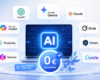 Ilustračný obrázok AI nástrojov zadarmo v roku 2026 s logami ChatGPT, Google Gemini, Claude, Microsoft Copilot, Grok, Perplexity, DeepL, Gamma a Canva okolo centrálneho AI displeja s označením 0 € zadarmo.